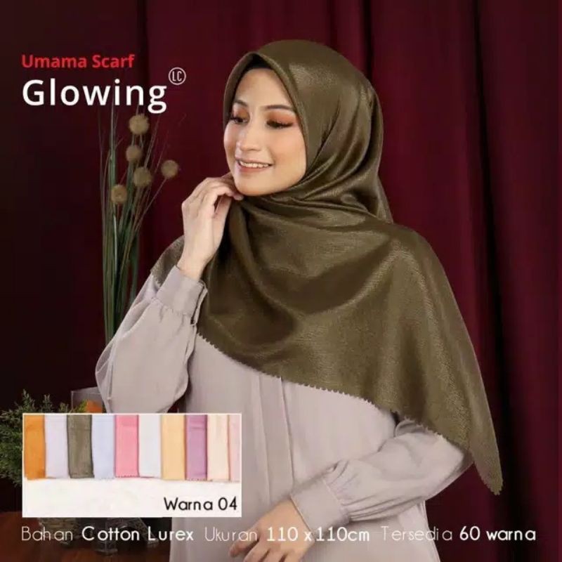 ❤Miss.Vinka❤ Jilbab Pesta Kondangan Pernikahan Umama Glowing LC segiempat / Hijab Square Sinar kerudung Polos