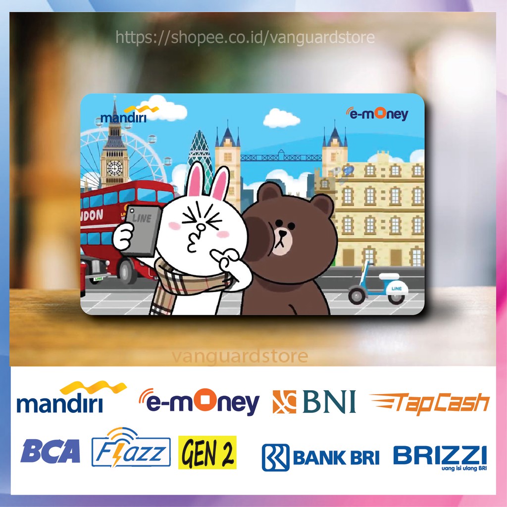 KARTU E MONEY E TOLL SELFIE BROWN AND CONY LINE ANIME 1 EMONEY MANDIRI FLAZZ BCA BNI TAPCASH BRIZZI