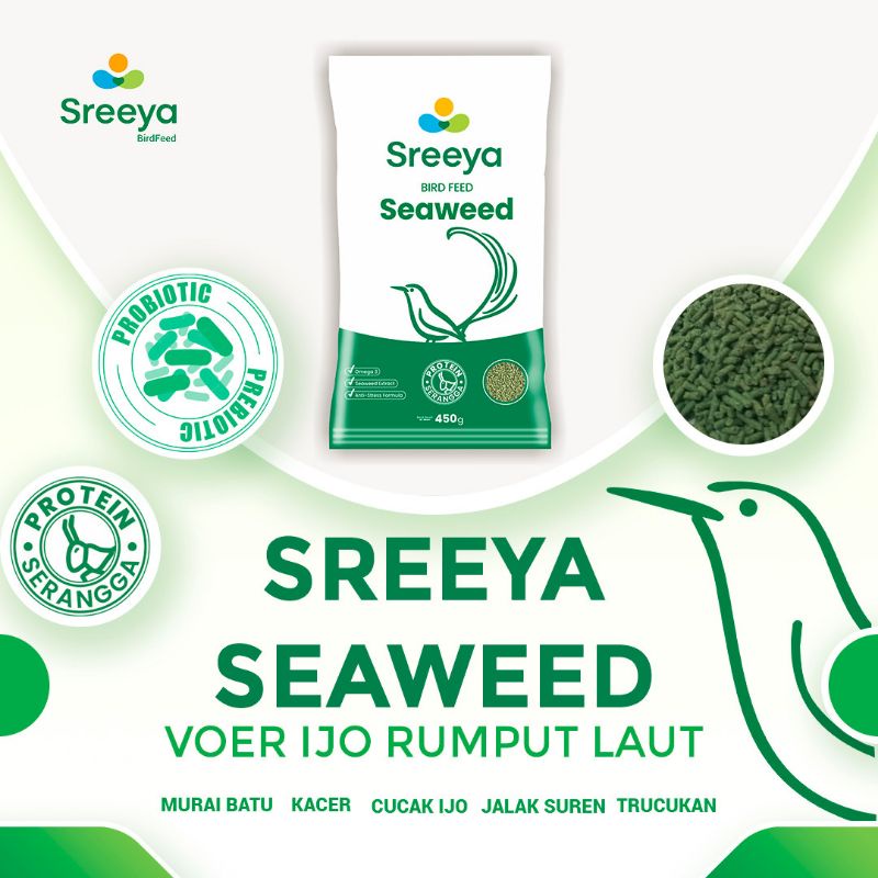 Voer Pakan Burung Sreeya Seaweed 450g