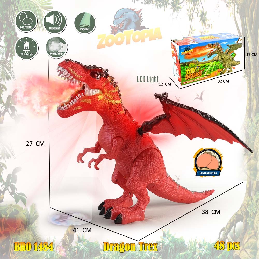 PROMO BRO1706 BRO1181  Trex Tyrannosaurus Dino Dinosaurus Hewan Baterai Mainan Anak Animal Safari ZOOTOPIA