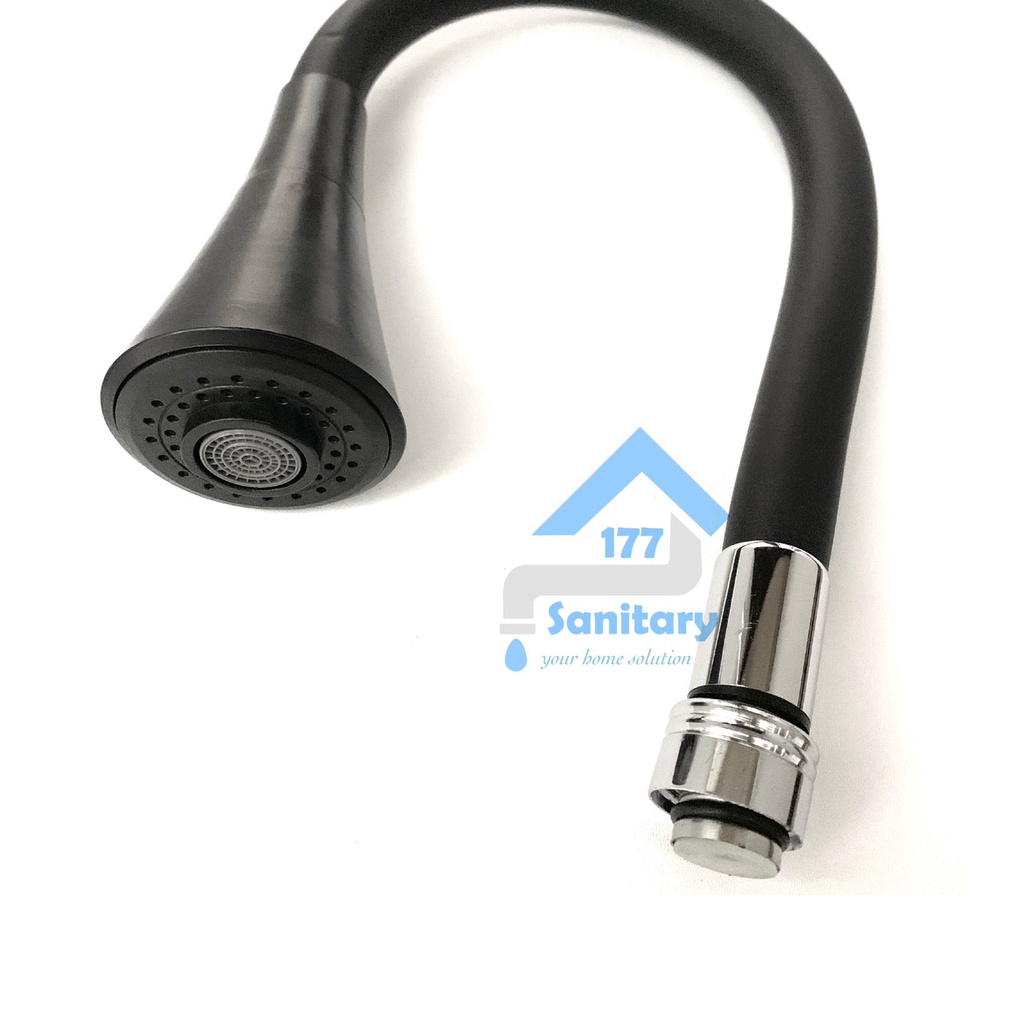 Kepala selang Fleksibel kran sink Hitam dgn saringan 2in1 Terompet TB50-Head sambungan keran air spout angsa flexible cuci piring tembok meja spare part  spout saringan terompet black 2in1