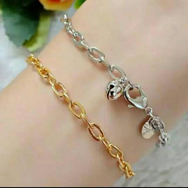 Gelang titanium / gelang wanita titanium anti karat / gelang tangan / Rantai nori model minimalis