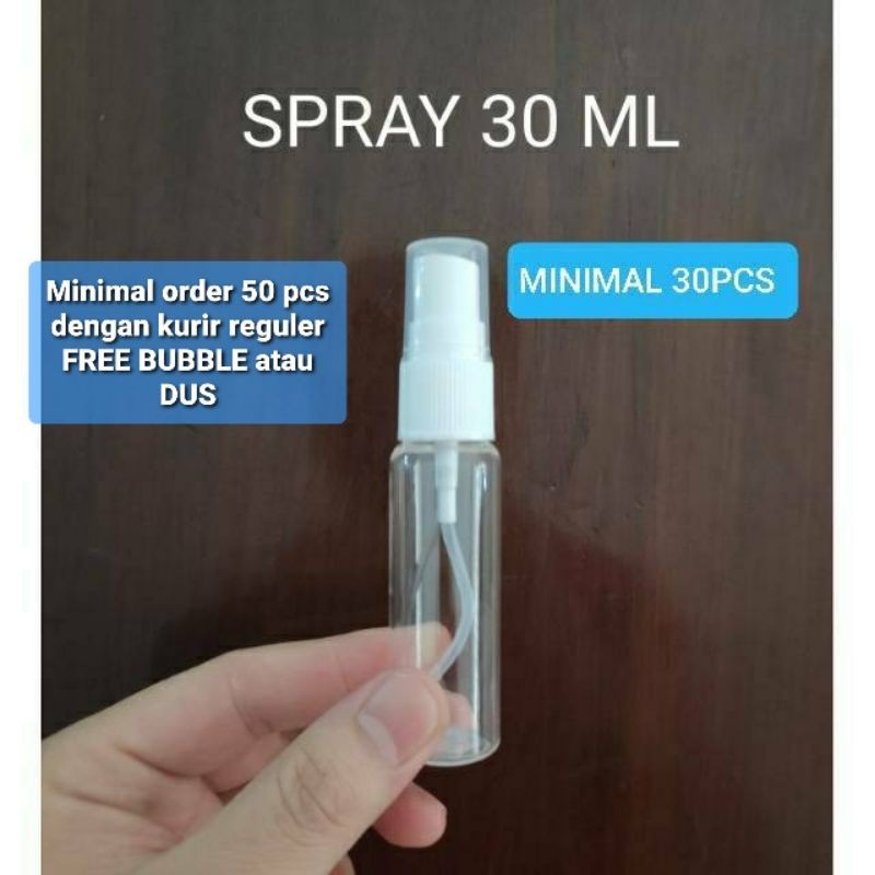 botol spray 30ml tutup putih plastik.  spray 30 ml