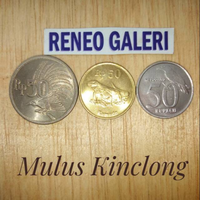 Set 3 generasi berbeda 50 Rupiah paket uang koin kuno Rp cendrawasih,komodo, kepodang tahun duit