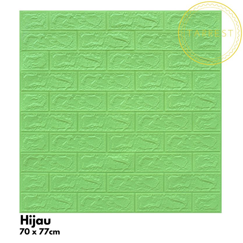 Wallpaper Dinding 3D MOTIF BATA 70cm x 77cm dan 70cm x 38cm 3mm-Hijau