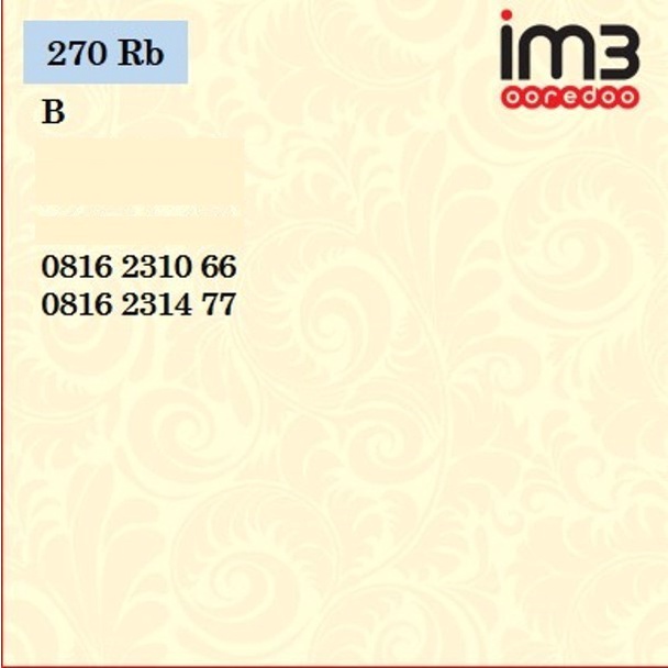 KARTU PERDANA INDOSAT 4G NOMER CANTIK IM3 OOREDOO 10 DIGIT NOMOR