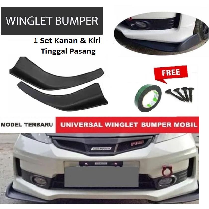 1 Set Lips Bumper Winglet Lips Bumper Winglet Universal - Winglet Bumper Diffuser Universal Bemper Mobil Bumper Lips Free Double Tape &amp; Skrup