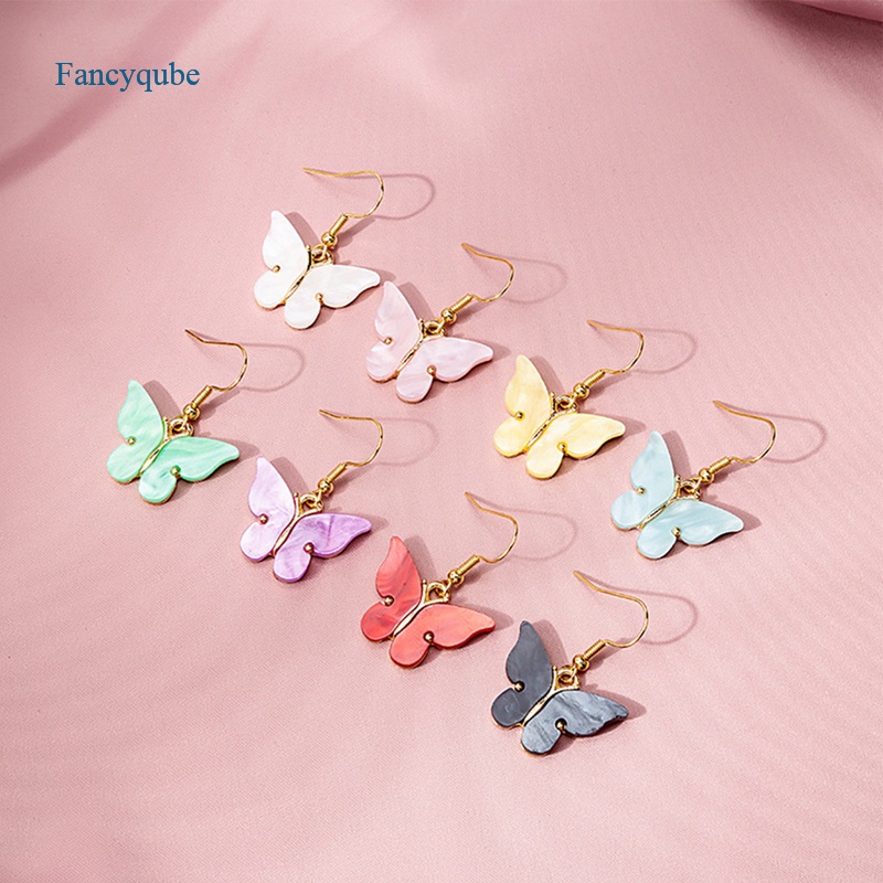 Fancyqube Anting Bentuk Kupu-Kupu Bahan Akrilik Gaya Korea Untuk Wanita