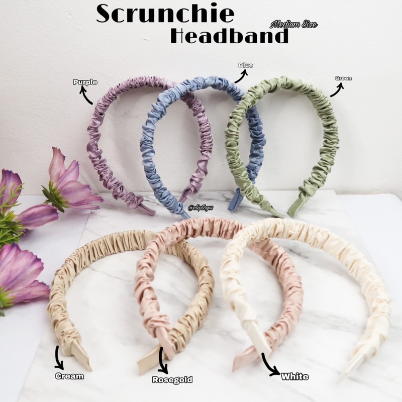 BANDO SCRUNCHIE MEDIUM KERUT SATIN HEADBAND KOREA PREMIUM TERMURAH BEST SELLER