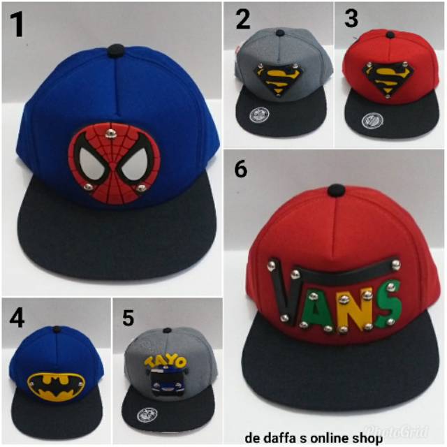 Topi Snapback Anak Gambar karet timbul Topi Hip Hop Anak