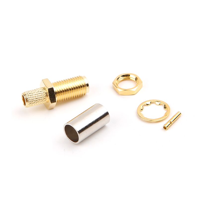 10pcs Konektor Rf Sma Female Nut Bulkhead Crimp Untuk Rg58 Rg142 Lmr195 Rg400