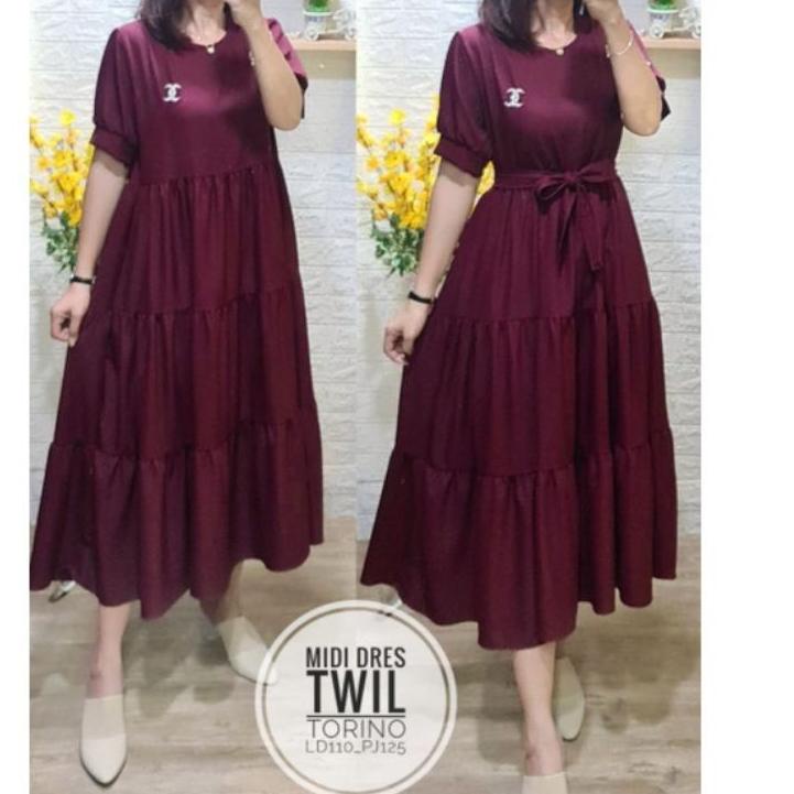 ✅Mantul ⚡ale❤ NEW READY, MIDI DRESS TWILL TORINO produck terbaik