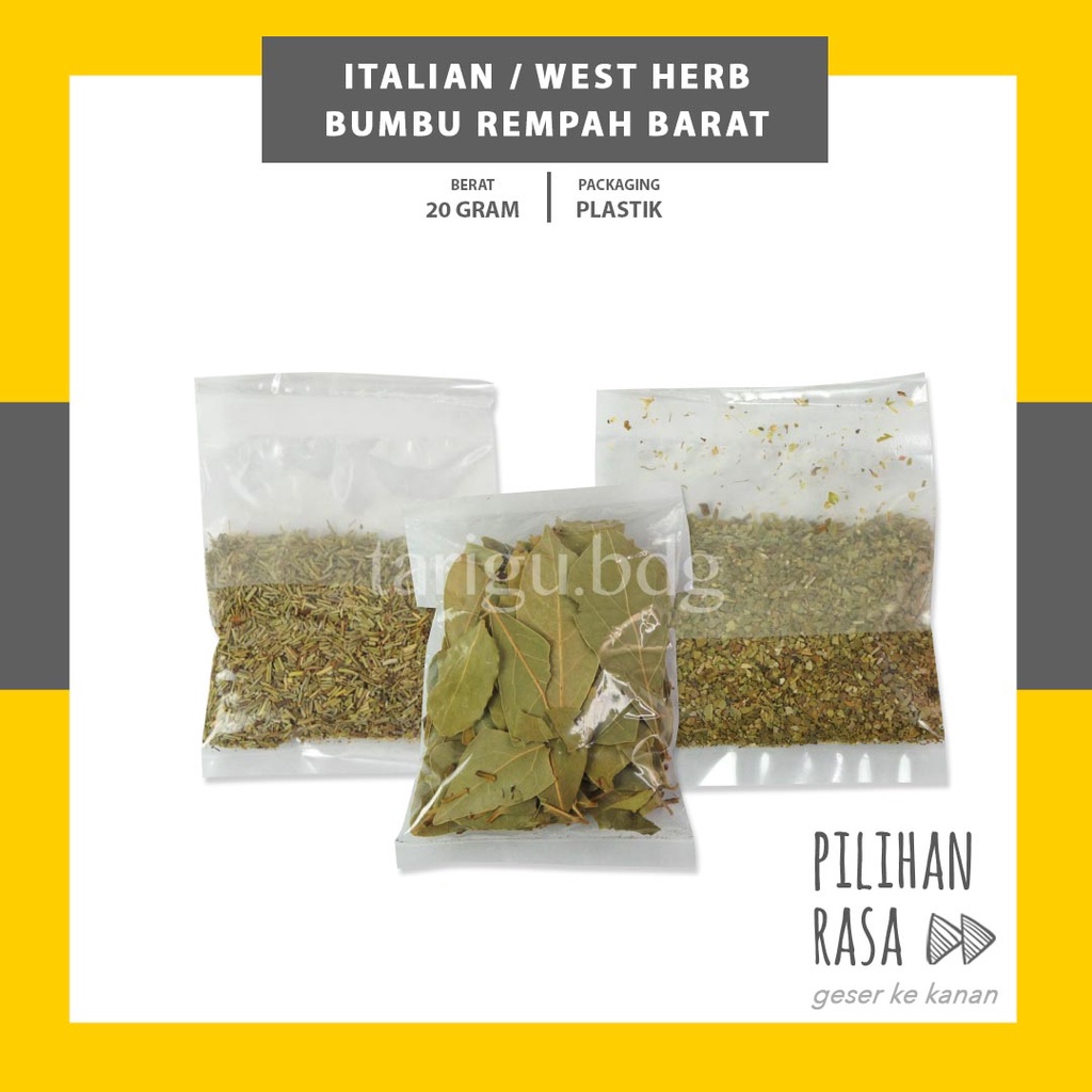 REMPAH KERING DRIED HERBS 20GR -  BASIL OREGANO - PARSLEY PETERSELI ROSEMARY - SAGE THYME BAY LEAVES