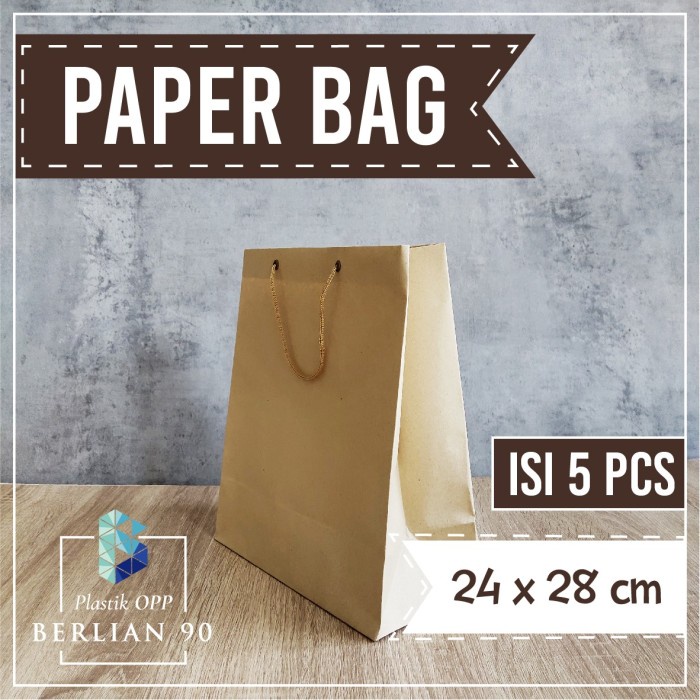 

PROMO Paper Bag Coklat 24 x 28 x 12 cm Tas Kertas Polos Kantong Kertas