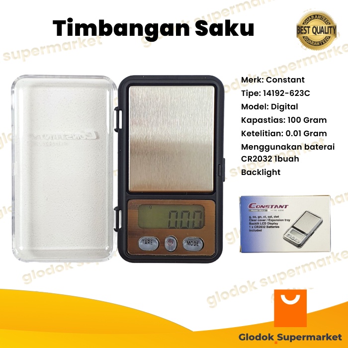 Timbangan Saku Digital Emas Constant 100 Gram 0.01g 100G Mini Pocket Scale 14192-623C