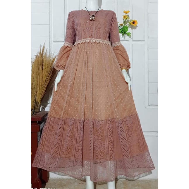 Gamis Brokat Princess Tile Busui XL Ld 110  gamis brokat terbaru XL busui  Gamis brokat Terbaru Gami