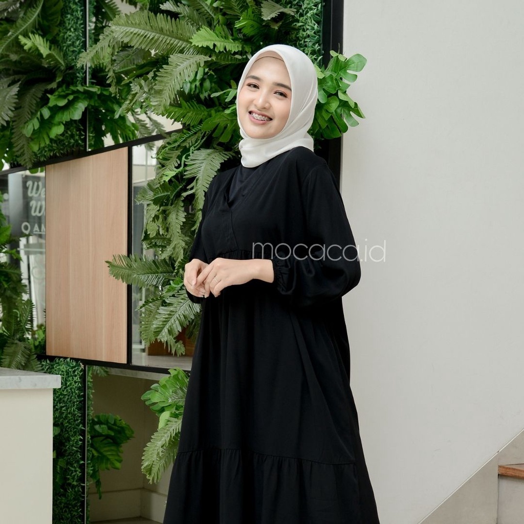 Dress Polos Premium polos katun rayon twill hijau sage bw broken white hitam putih tulang