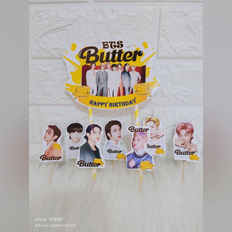 Topper BTS Butter Topper ulang tahun topper happy birthday topper puding topper tart topper kpop