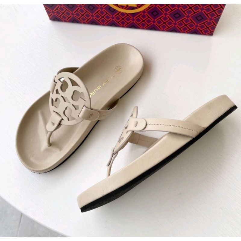 Tory Burch Off White Classic Wide Thick Bed Flip Flops