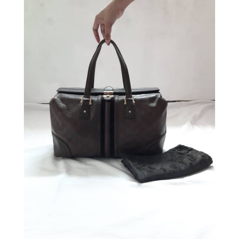 Gucci Guccisima Boston Leather Bag Second (Tas Kulit Gucci Guccisima Boston)