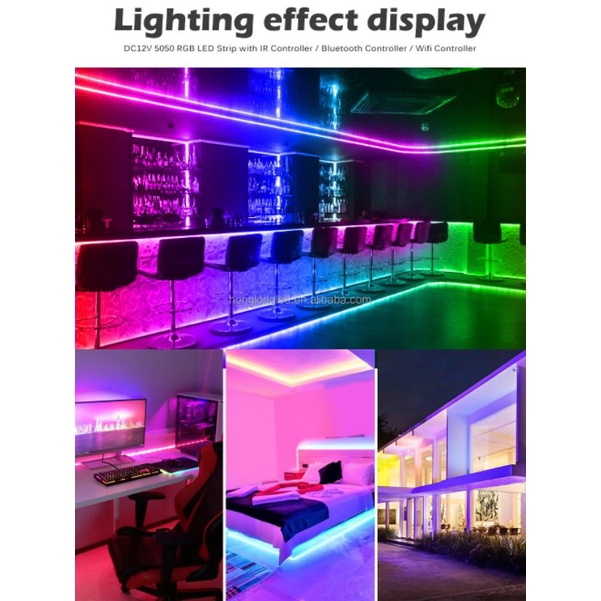 Paket LED strip 5m 10m RGB 3528 5050 Waterproof Non waterproof 5meter 10meter Indoor Outdoor Set Ledstrip Untuk luar maupun di Dalam ruangan Pariasi Mobil Cafe dll