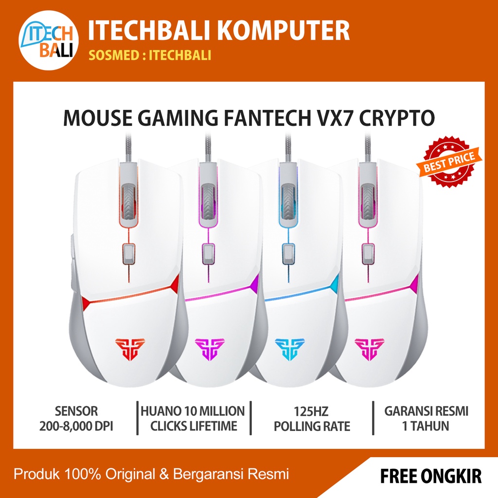 Mouse FANTECH Crypto VX7 Black / White Macro Gaming