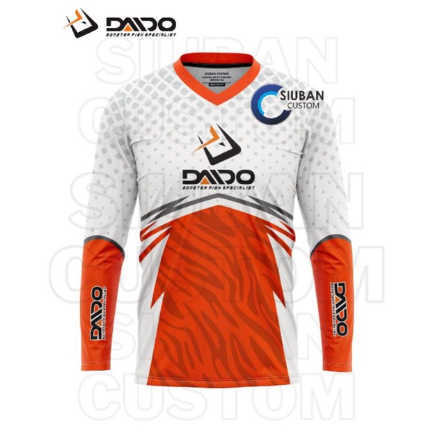 Jersey fantasi daido white orange premium | gratis tambah nama | jersey mancing | jersey mancing pre