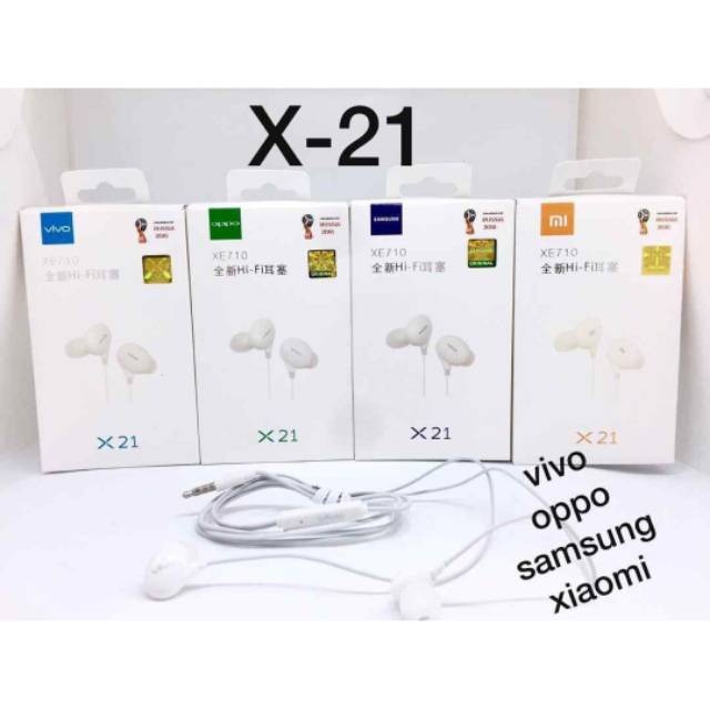 Handsfree X21 XE710 Branded Vivo Oppo Xiaomi Samsung Headset X21 XE710 Merk HP