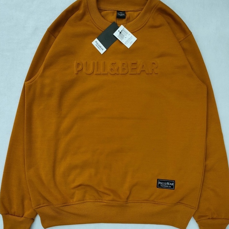 SWEATER CREWNECK PULL&amp;BEAR EMBOSS 3D HURUF TIMBUL SWEATER CREWNECK OBLONG FLEECE