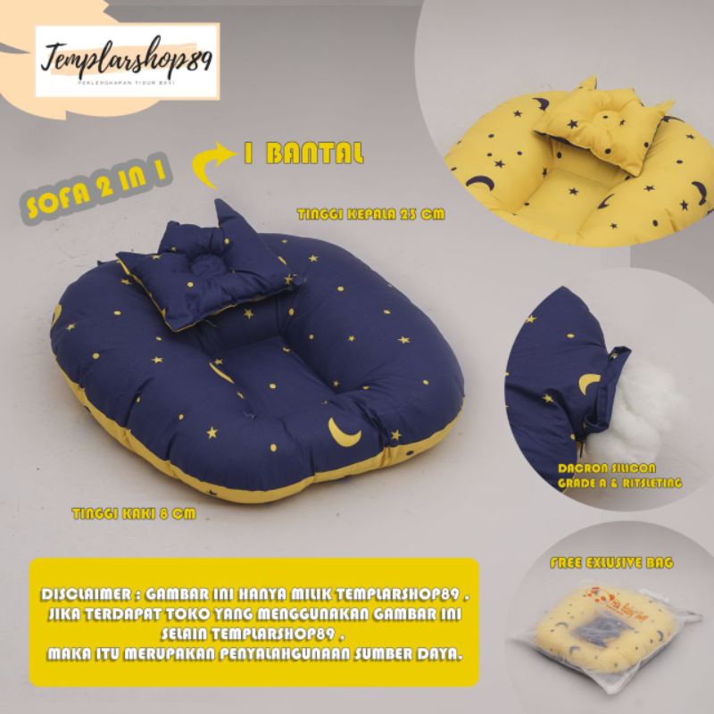 Sofa bayi / baby launger  FREE bantal mahkota bayi dan tas mika.-Kombinasi