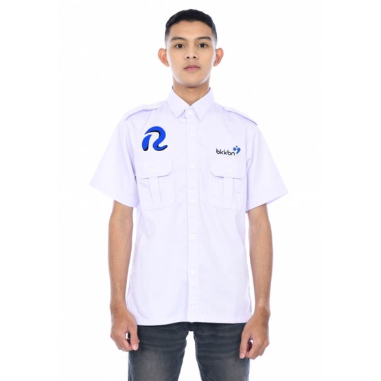 KEPENDUDUKAN 2 BARIS-baju seragam BKKBN tangan panjang kemeja putih tangan panjang karyawan kantor