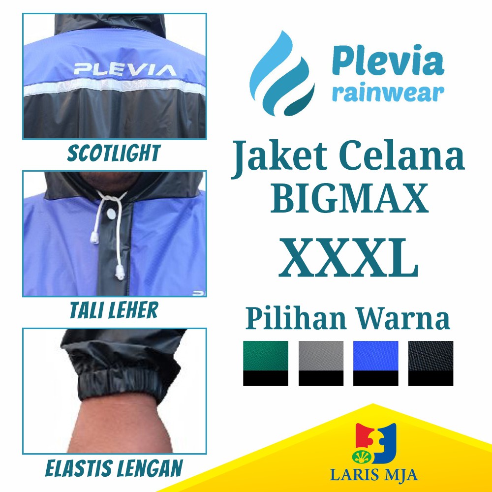 Jas Hujan JUMBO Size XXXL Plevia Bigmax 3XL Setelan Jaket Celana Ujan Pria Dewasa Ukuran Super Besar