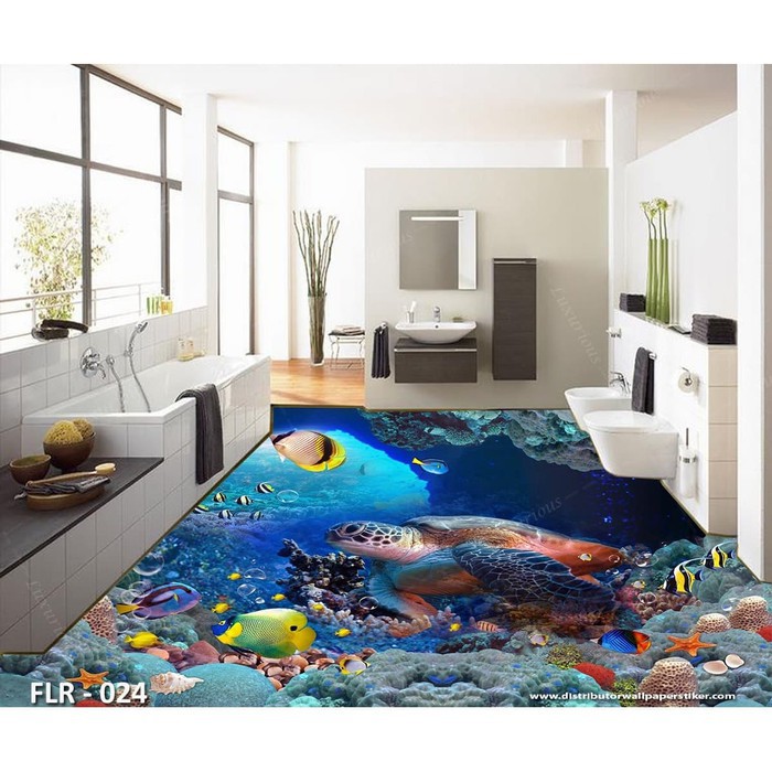 WALLPAPER CUSTOM 3D LANTAI WALLPAPER STIKER LANTAI ALAM BAWAH LAUT 3