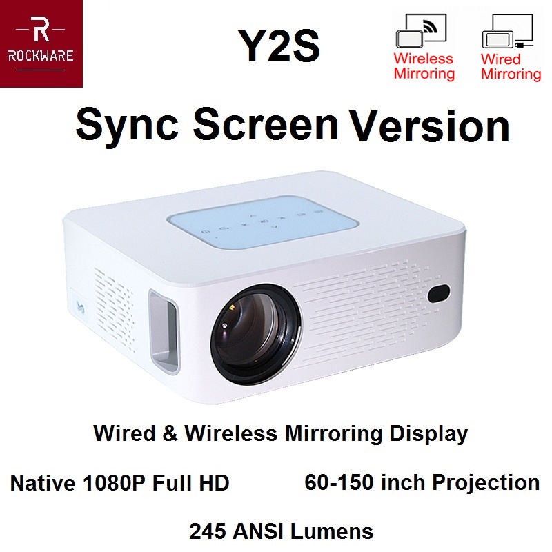 ROCKWARE Y2S WIFI - Full HD 1080P LED Projector - 245 ANSI Lumens