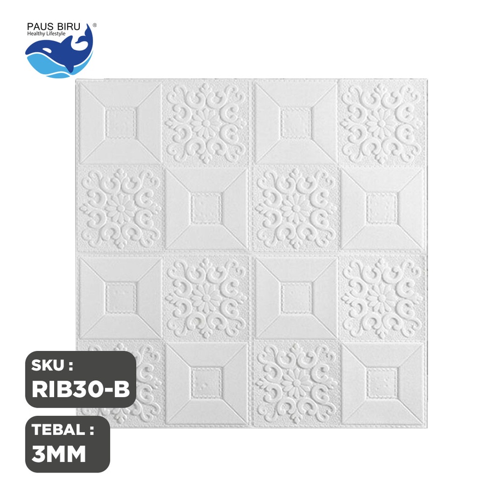 Paus Biru - Wallpaper Dinding FOAM Timbul 3D Bata CLASSIC BRICK 70 x 77 cm-RIB-30 PUTIH