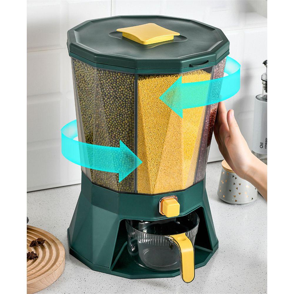 Lily Food Grain Storage Container Large 360ditempatkan Dengan Drain Bowl Rice Bucket Dengan Tutup Rotating Cereal Containers Grains Dispenser