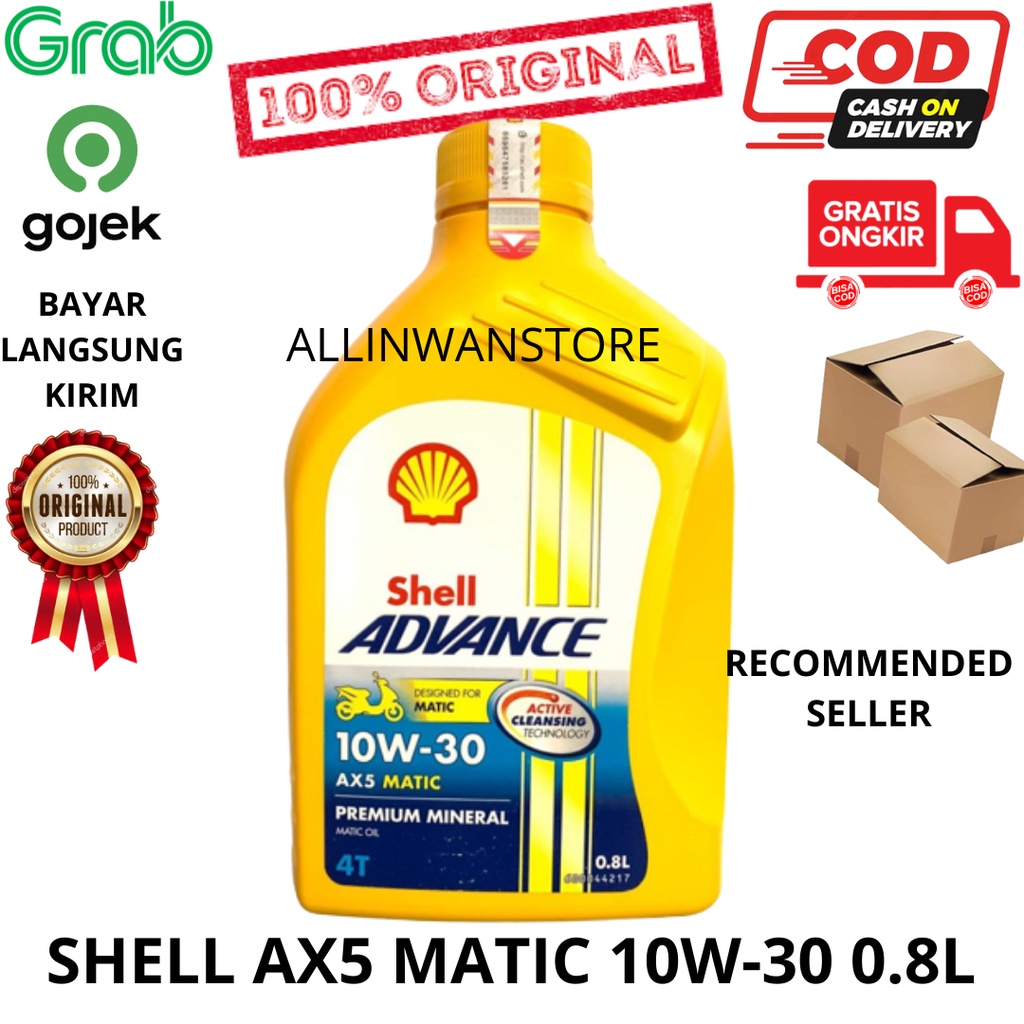 OLI SHELL ADVANCE AX5 MATIC 10W30 0.8L (Liter) ASLI ORIGINAL