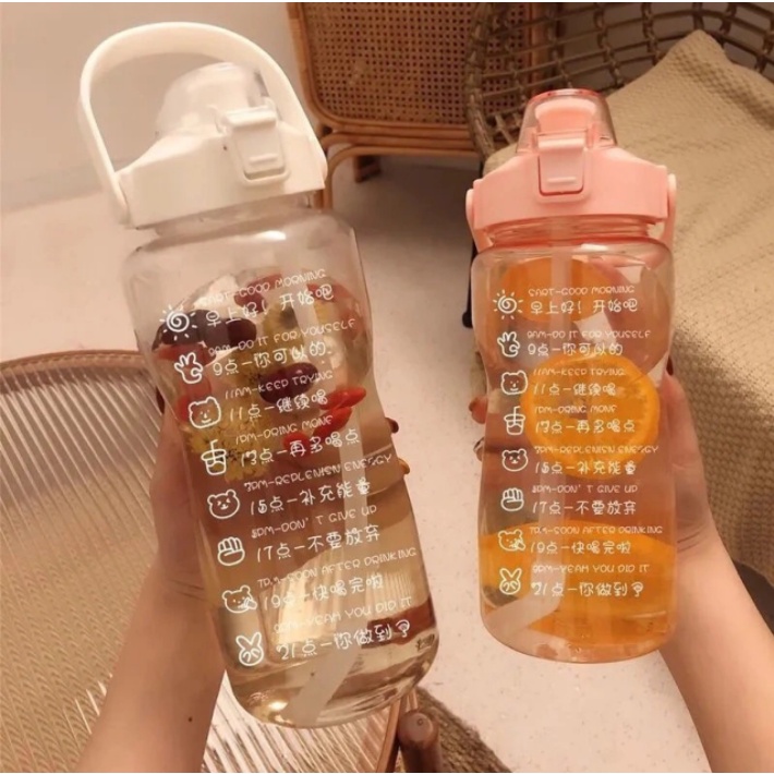 Botol Minum Anak Penanda Waktu Motivasi Olahraga Kebugaran Luar Ruangan / Botol Minum 1 Liter / Boto