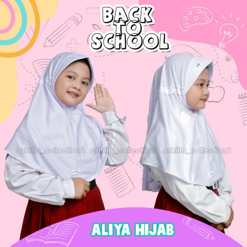 RABBANI KW Kerudung Anak Sekolah SD Khusus Putih Model Serut Tali Belakang