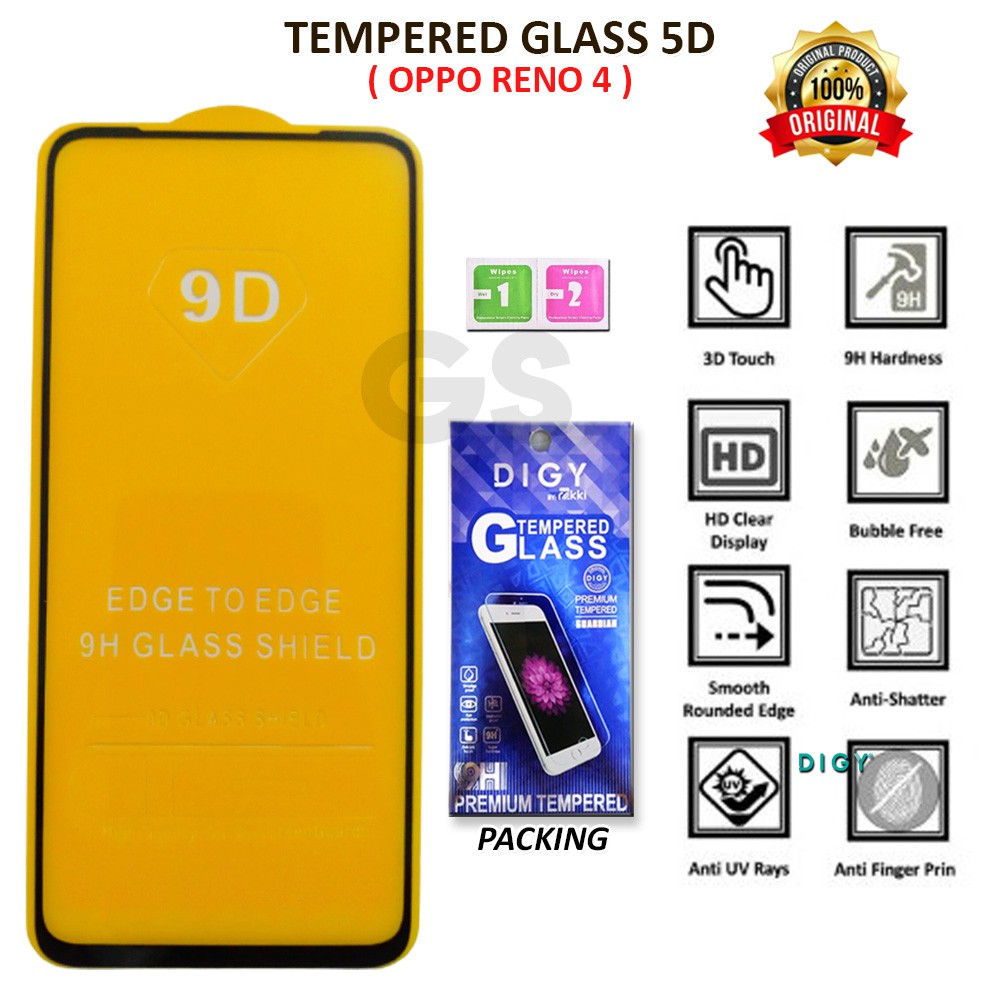 Tempered Glass 5D 10D FULL RAKKI FOR OPPO A92S A93 F17 PRO RENO 4F F1SA59 F17 RENO 4 A1K