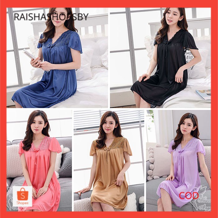 Daster Baju Tidur Satin Wanita Sexy Sleepwear