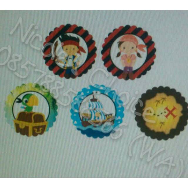 

Cupcake toppers pirate theme birthday party Tusukan hiasan kue ulang tahun pemeriah pesta