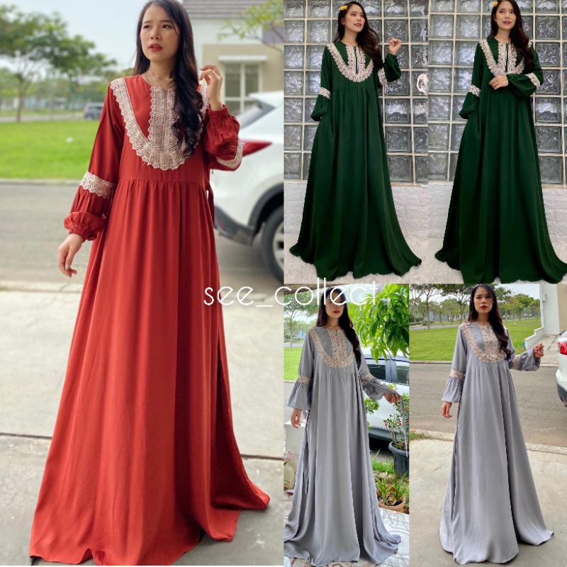 Gamis Twill Renda Arab//Busui//Twill Tebal