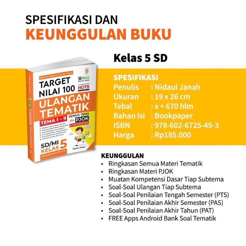 

TARGET NILAI 100 ULANGAN TEMATIK KELAS 6 SD