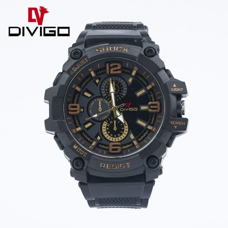 (Terima Cod)Jam Tangan Pria Divigo Adjust Water Resist/Anti Air Strap Rubber/Karer(Dikirim Jakarta)