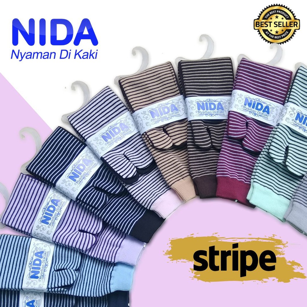 KAOS KAKI JEMPOL MERK NIDA MOTIF STRIP TERMURAH BANYAK PILIHAN WARNA