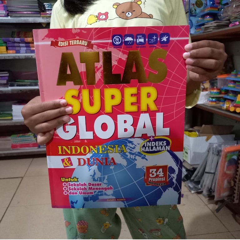 ATLAS SUPER GLOBAL INDONESIA DAN DUNIA UKURAN BESAR (UK 24 x 31 cm)