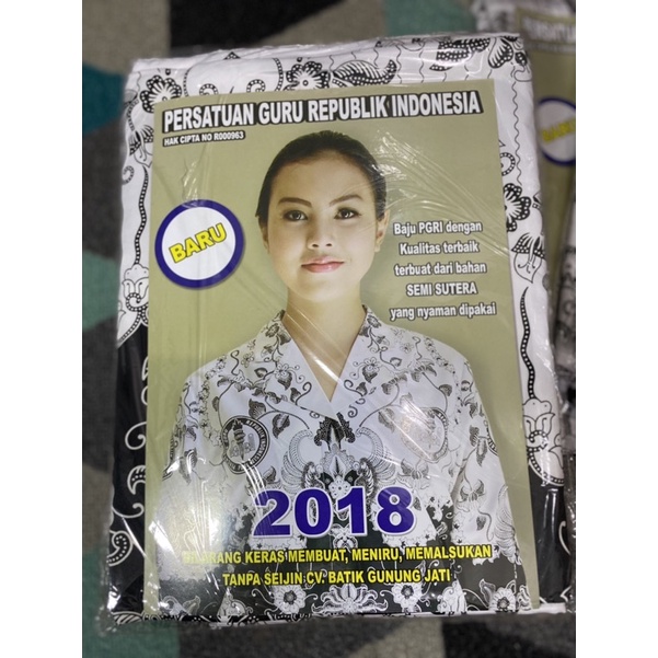 RESMI - PGRI GUNUNG JATI POTONGAN BSY DAN SEMI SUTRA- BATIK PGRI RESMI - BATIK DINAS PUTIH - KAIN BA