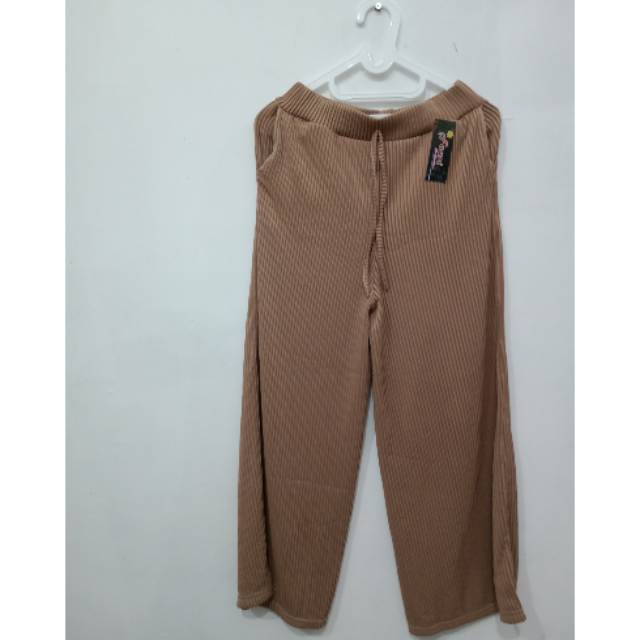 NEW | Celana Lokal | Celana Kulot Babat | Warna Cokelat Garis & Coksu Polos | Size M