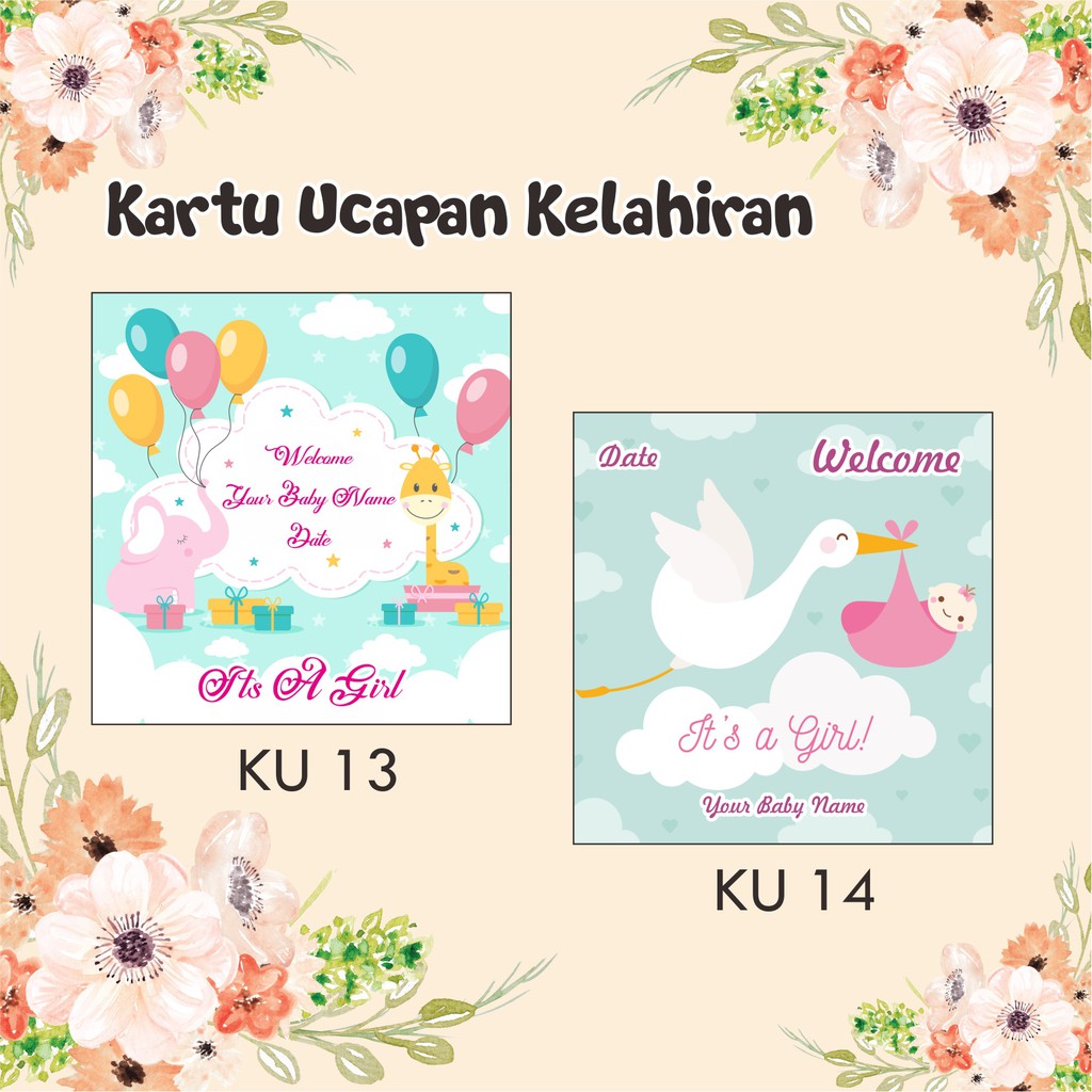 Kartu ucapan lahiran / kelahiran bayi / newborn baby Rp 435/pcs min 80